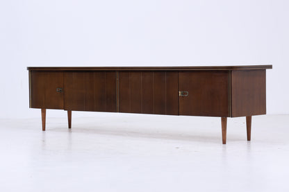 Dunkles Vintage Sideboard 60er Jahre | Mid Century TV Board mit Schubladen &amp; Fächern Kommode Retro Holz Aufbewahrung