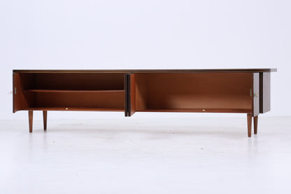 Dunkles Vintage Sideboard 60er Jahre | Mid Century TV Board mit Schubladen &amp; Fächern Kommode Retro Holz Aufbewahrung