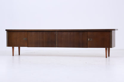 Dunkles Vintage Sideboard 60er Jahre | Mid Century TV Board mit Schubladen &amp; Fächern Kommode Retro Holz Aufbewahrung