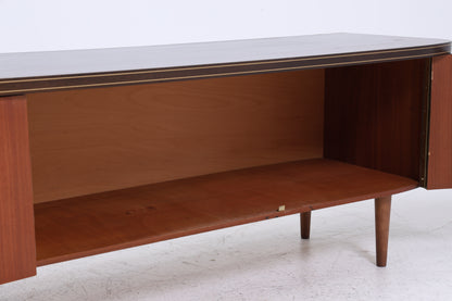 Dunkles Vintage Sideboard 60er Jahre | Mid Century TV Board mit Schubladen &amp; Fächern Kommode Retro Holz Aufbewahrung