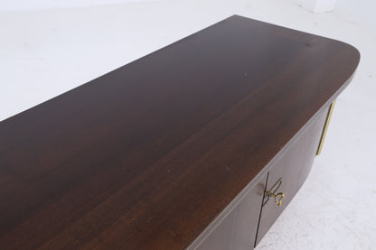 Dunkles Vintage Sideboard 60er Jahre | Mid Century TV Board mit Schubladen &amp; Fächern Kommode Retro Holz Aufbewahrung