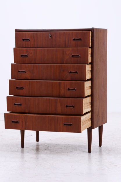 Vintage Teak Kommode | 6 Schubladen | Mid Century Tallboy | 60er Jahre