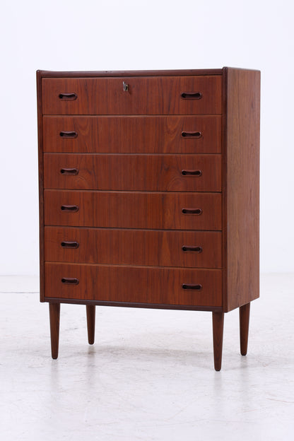 Vintage Teak Kommode | 6 Schubladen | Mid Century Tallboy | 60er Jahre