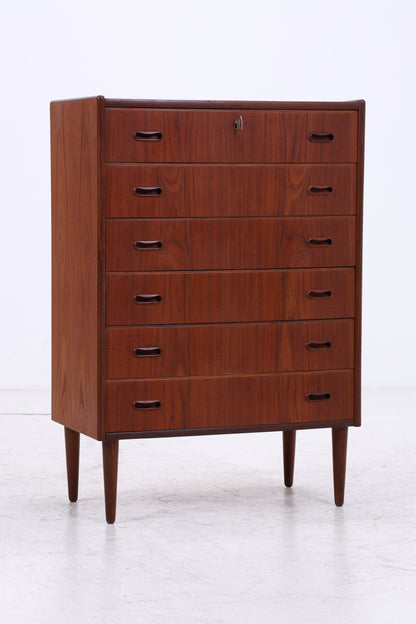 Vintage Teak Kommode | 6 Schubladen | Mid Century Tallboy | 60er Jahre
