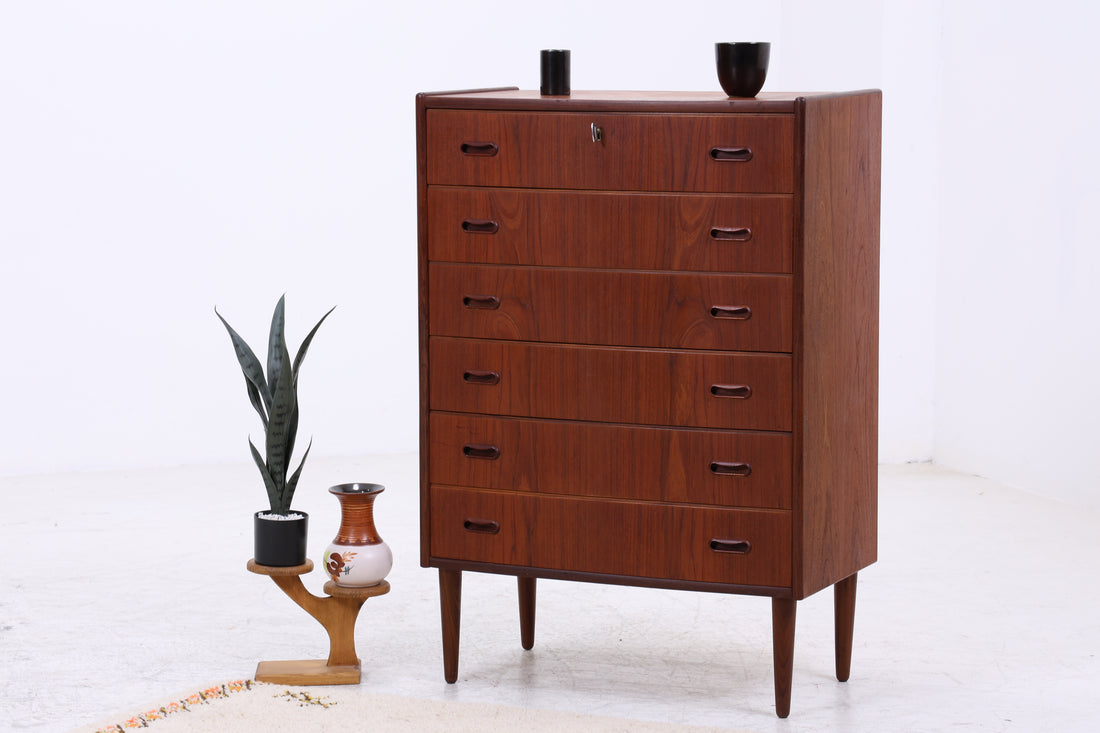 Vintage Teak Kommode | 6 Schubladen | Mid Century Tallboy | 60er Jahre
