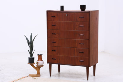 Vintage Teak Kommode | 6 Schubladen | Mid Century Tallboy | 60er Jahre