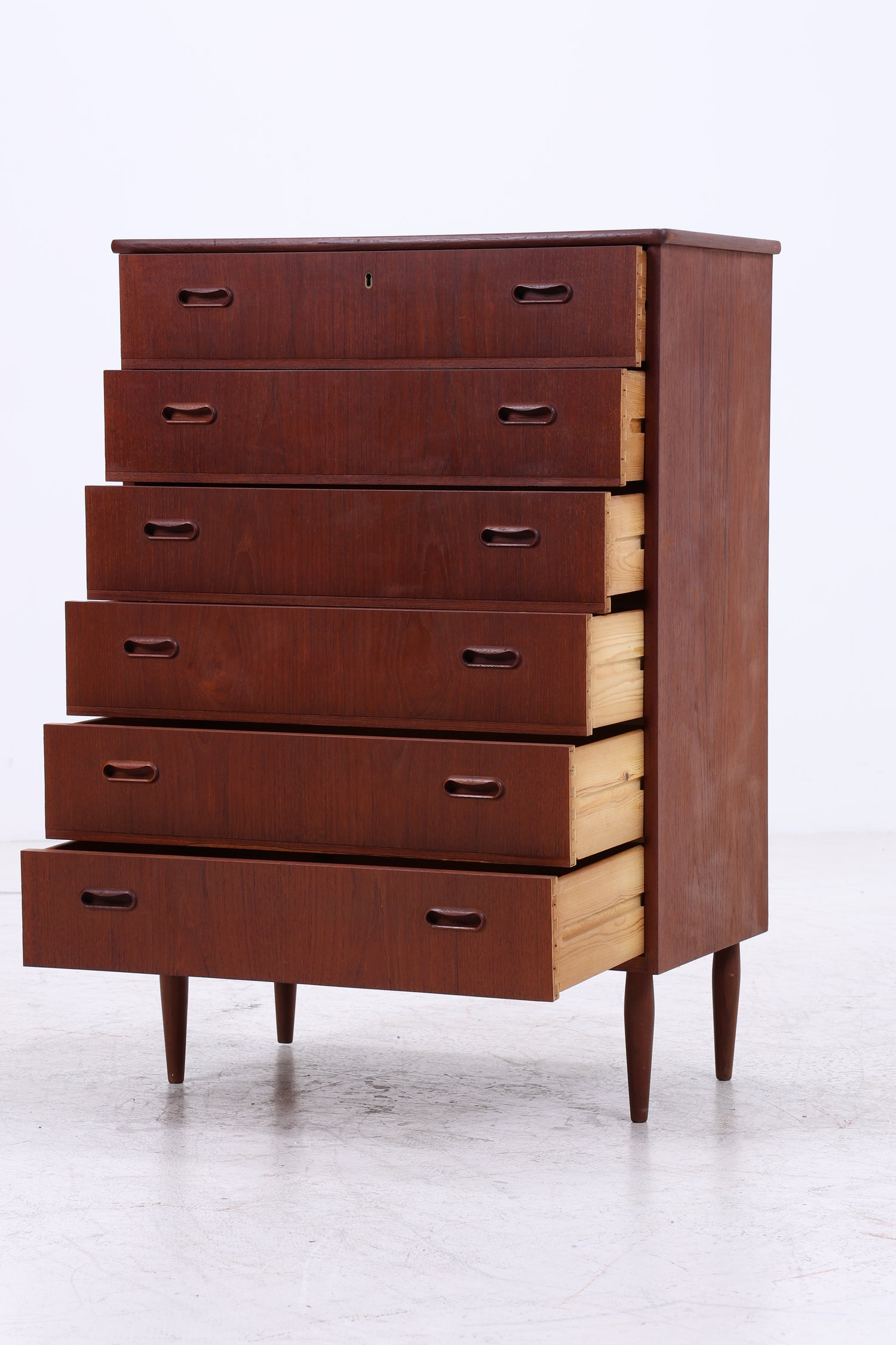 Vintage Teak Kommode | 6 Schubladen | Mid Century Tallboy | 60er Jahre