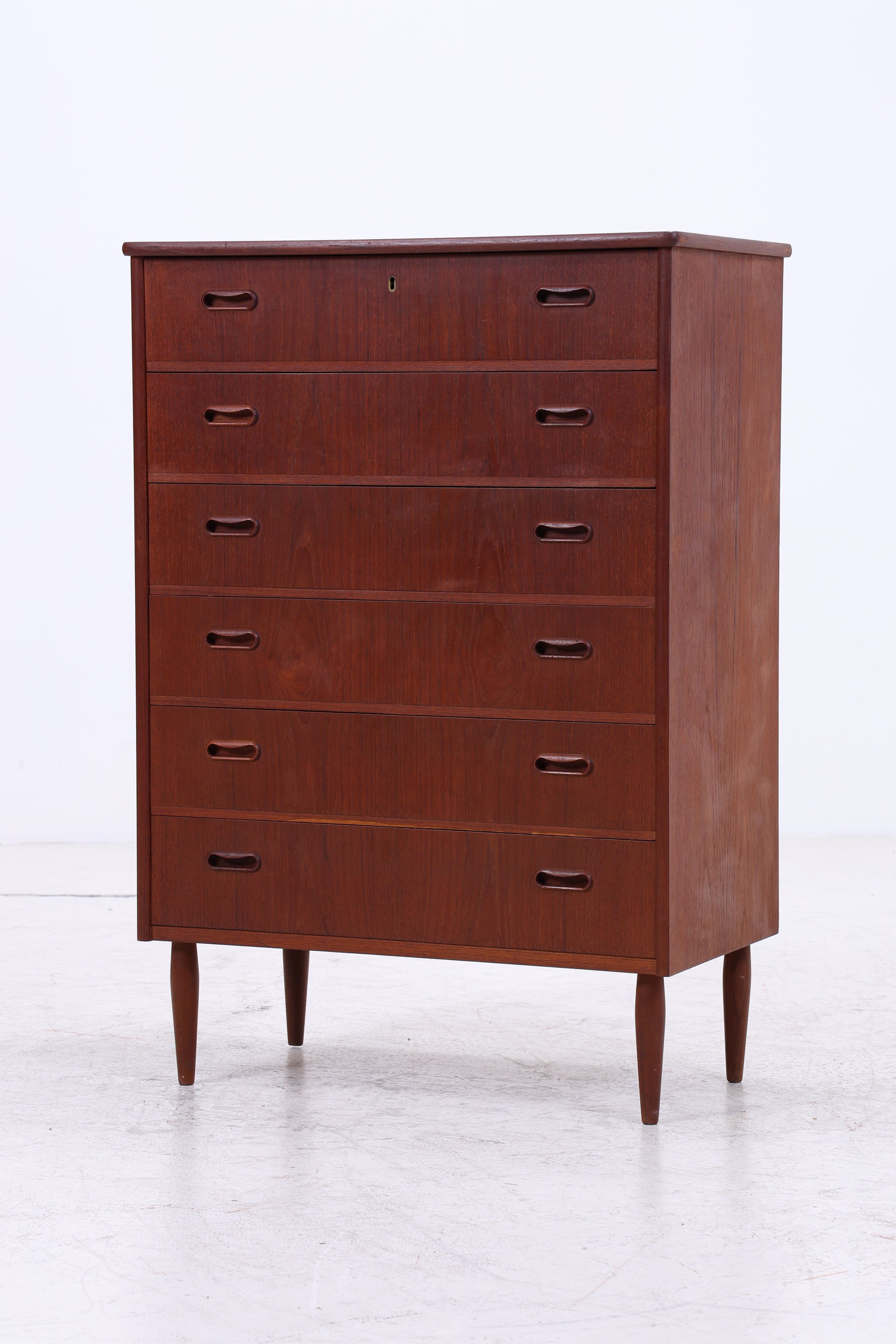 Vintage Teak Kommode | 6 Schubladen | Mid Century Tallboy | 60er Jahre