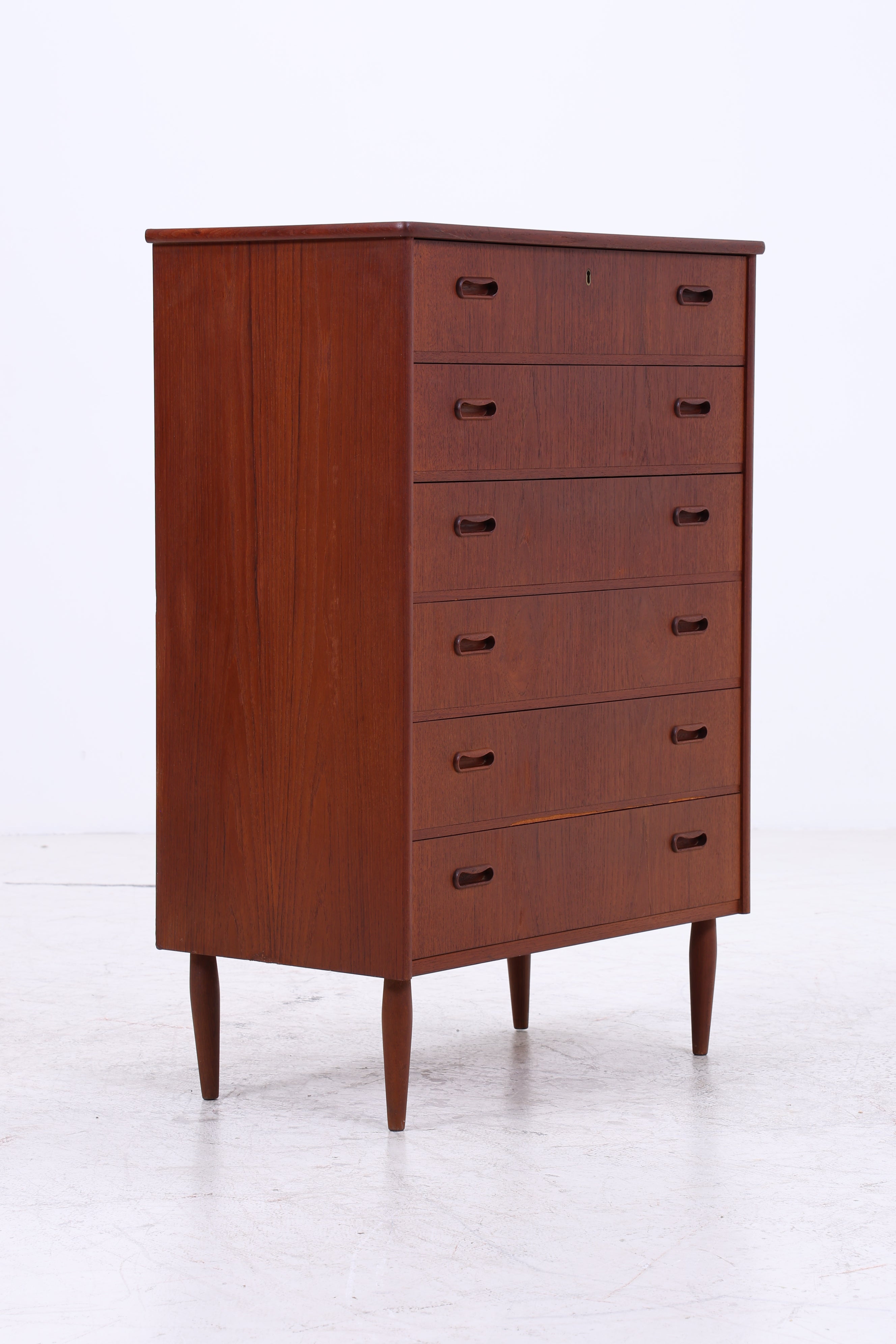 Vintage Teak Kommode | 6 Schubladen | Mid Century Tallboy | 60er Jahre