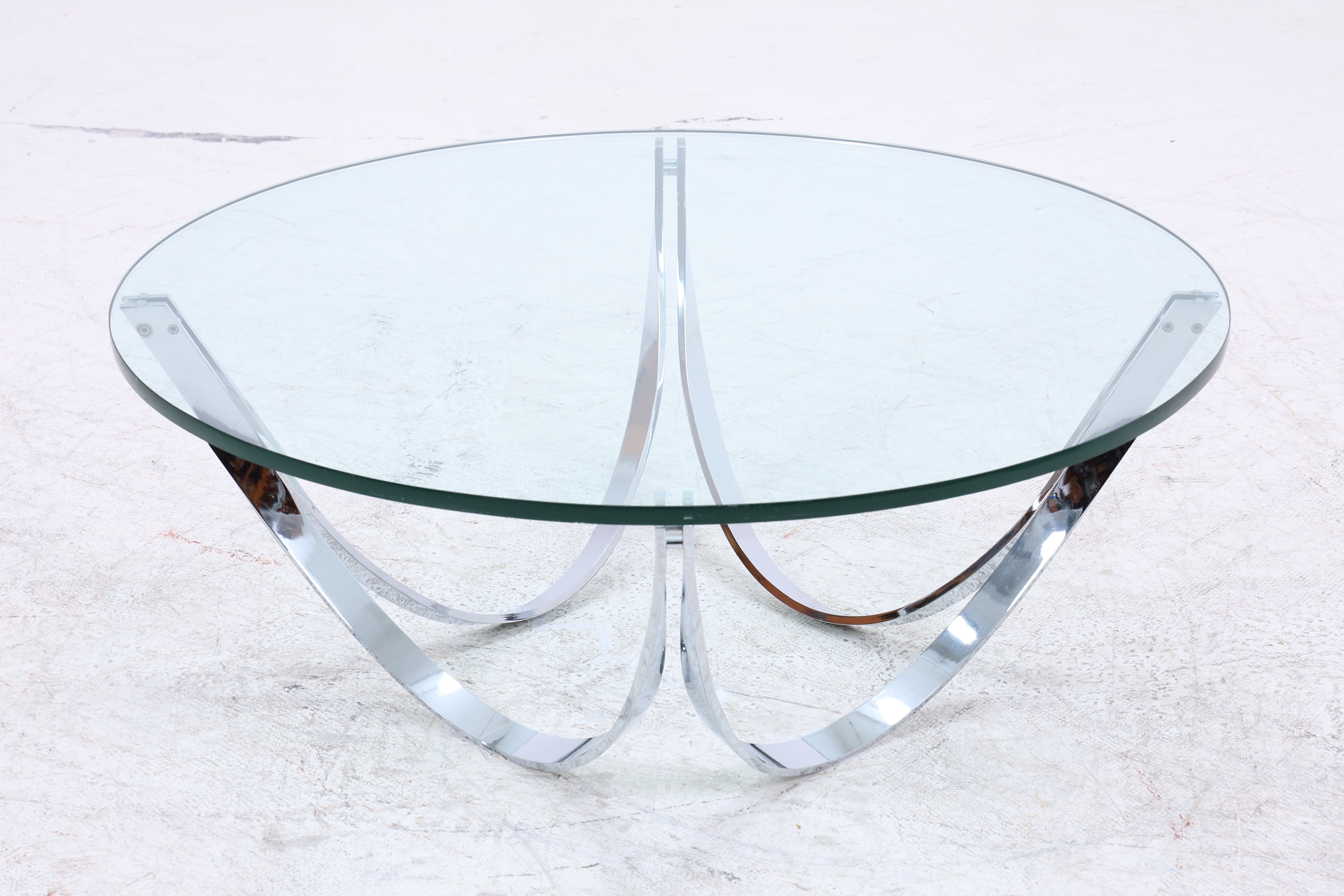 Bacher Couchtisch von Werner Lindner | Vintage Glastisch | Chromgestell | Mid Century Design