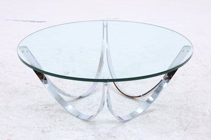 Bacher Couchtisch von Werner Lindner | Vintage Glastisch | Chromgestell | Mid Century Design