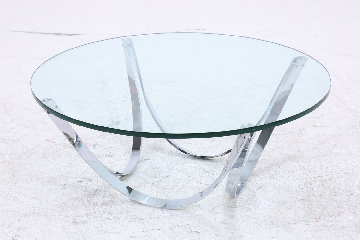 Bacher Couchtisch von Werner Lindner | Vintage Glastisch | Chromgestell | Mid Century Design
