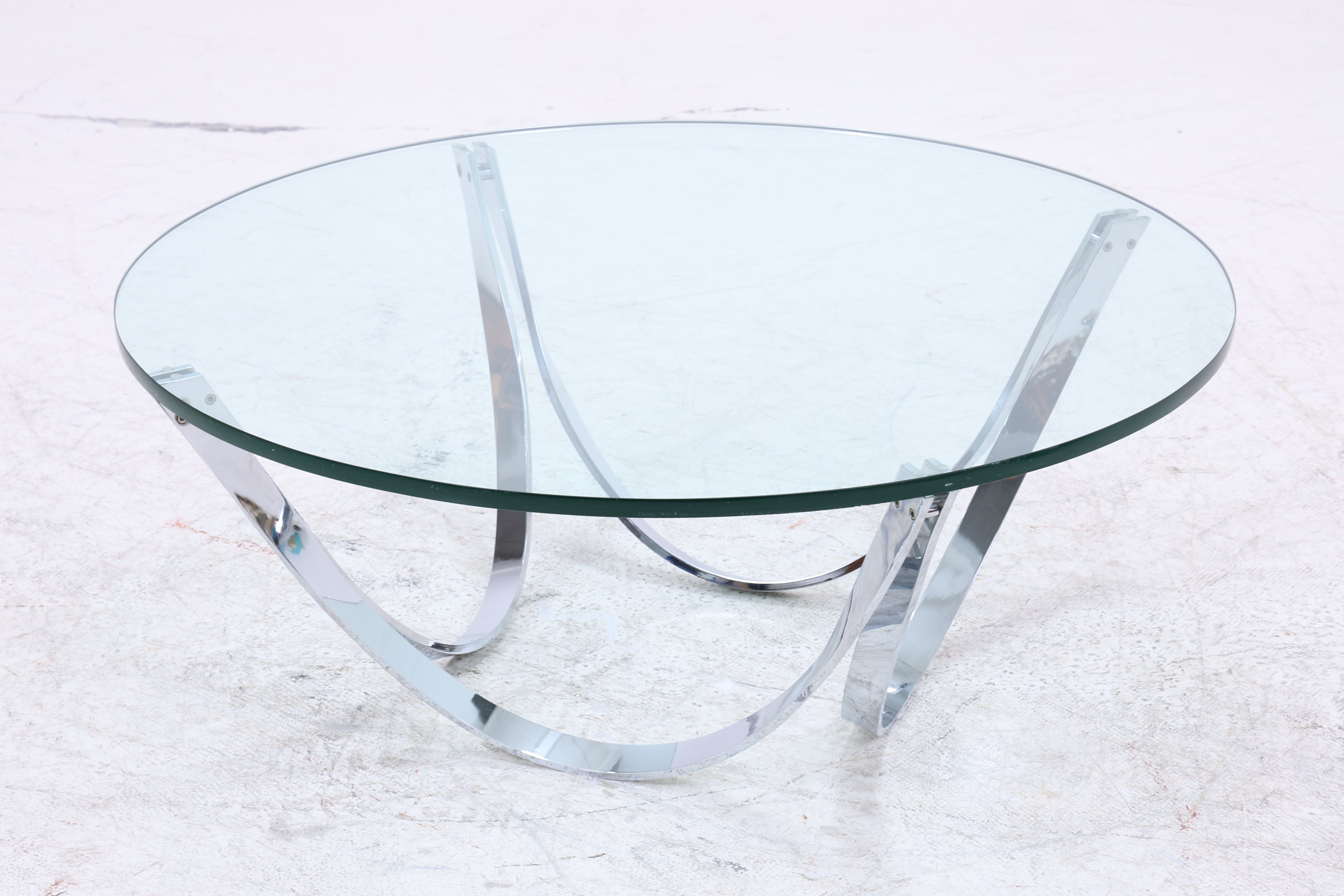 Bacher Couchtisch von Werner Lindner | Vintage Glastisch | Chromgestell | Mid Century Design