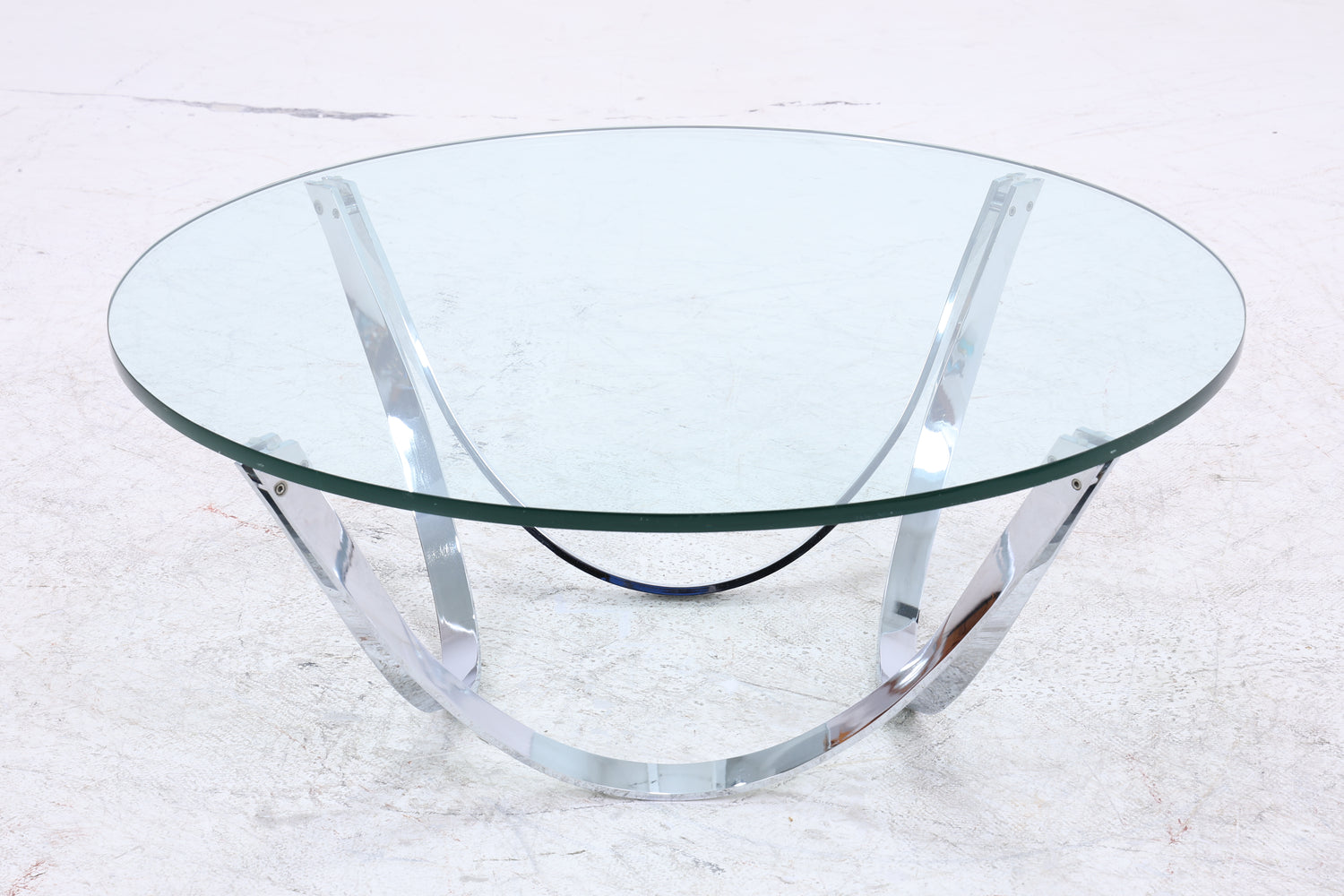Bacher Couchtisch von Werner Lindner | Vintage Glastisch | Chromgestell | Mid Century Design