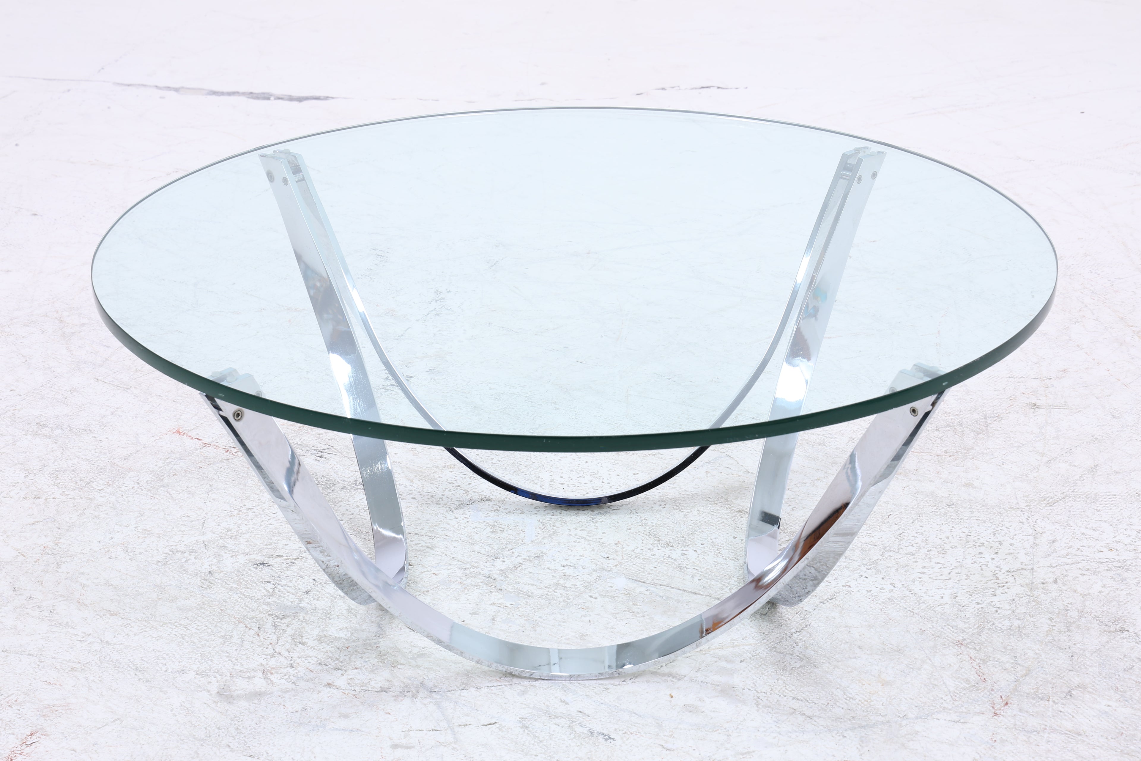 Bacher Couchtisch von Werner Lindner | Vintage Glastisch | Chromgestell | Mid Century Design