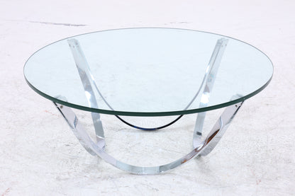 Bacher Couchtisch von Werner Lindner | Vintage Glastisch | Chromgestell | Mid Century Design