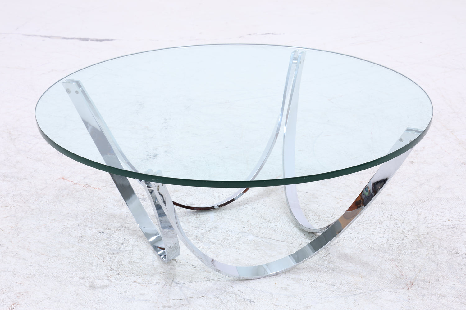 Bacher Couchtisch von Werner Lindner | Vintage Glastisch | Chromgestell | Mid Century Design