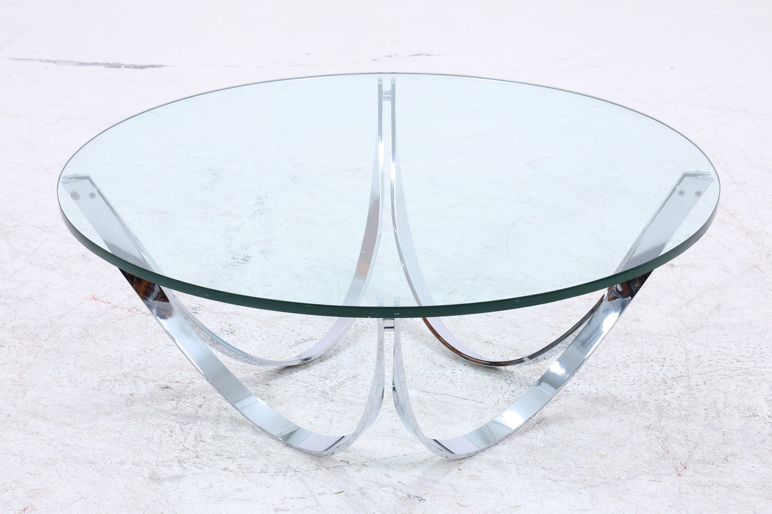 Bacher Couchtisch von Werner Lindner | Vintage Glastisch | Chromgestell | Mid Century Design