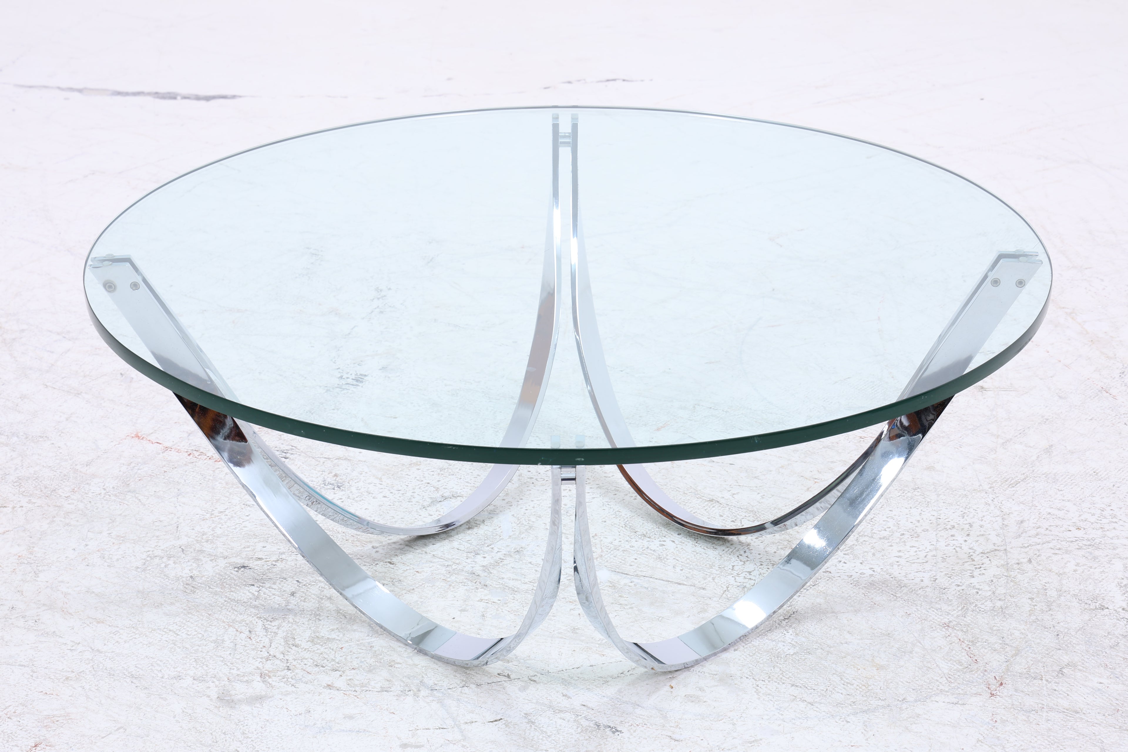 Bacher Couchtisch von Werner Lindner | Vintage Glastisch | Chromgestell | Mid Century Design