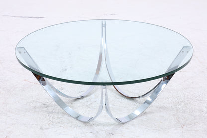 Bacher Couchtisch von Werner Lindner | Vintage Glastisch | Chromgestell | Mid Century Design