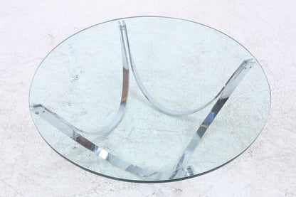 Bacher Couchtisch von Werner Lindner | Vintage Glastisch | Chromgestell | Mid Century Design