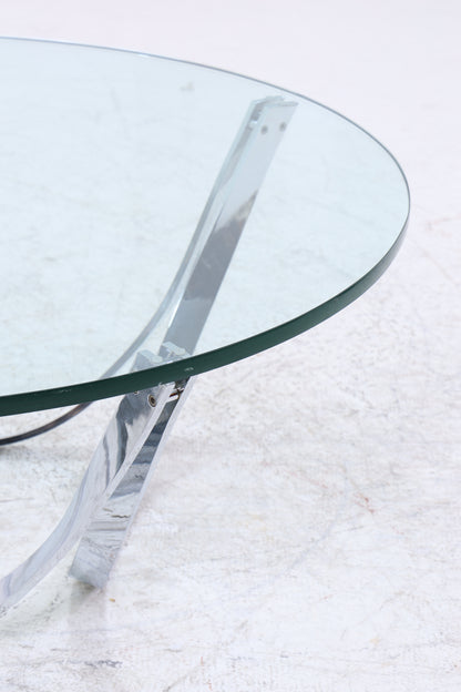 Bacher Couchtisch von Werner Lindner | Vintage Glastisch | Chromgestell | Mid Century Design