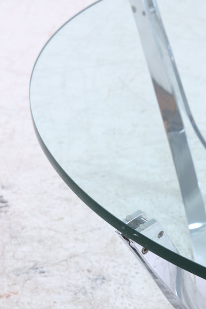 Bacher Couchtisch von Werner Lindner | Vintage Glastisch | Chromgestell | Mid Century Design