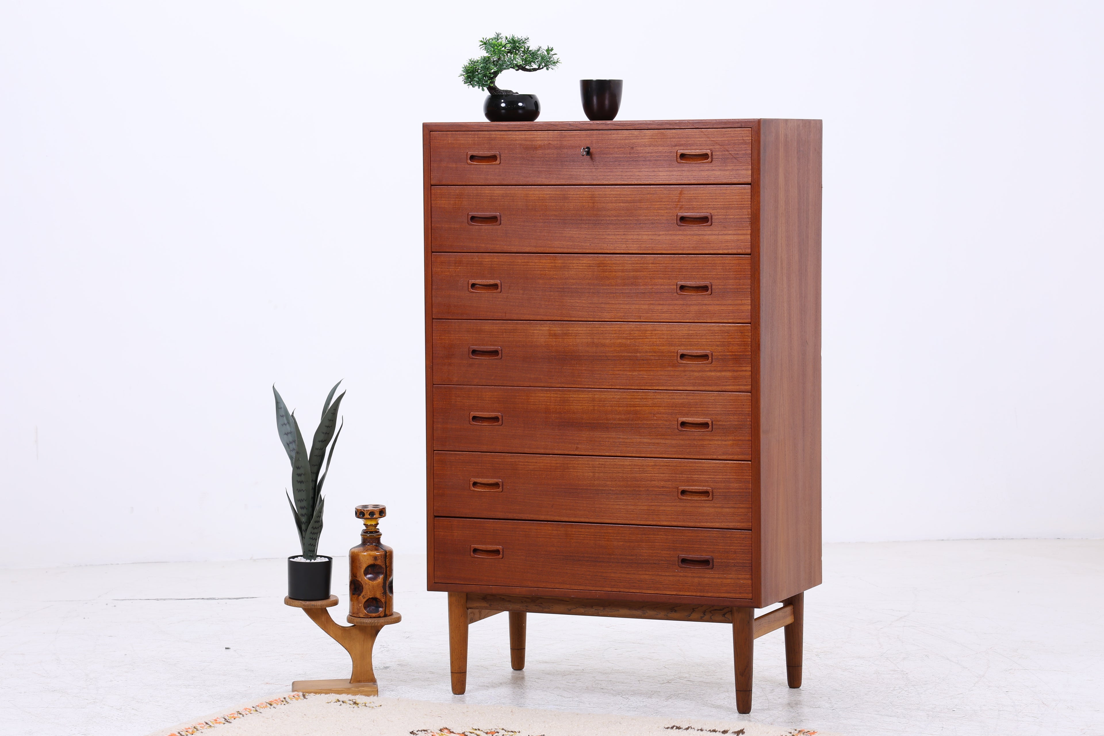 Vintage Teak Tallboy | Mid Century Kommode | 7 Schubladen