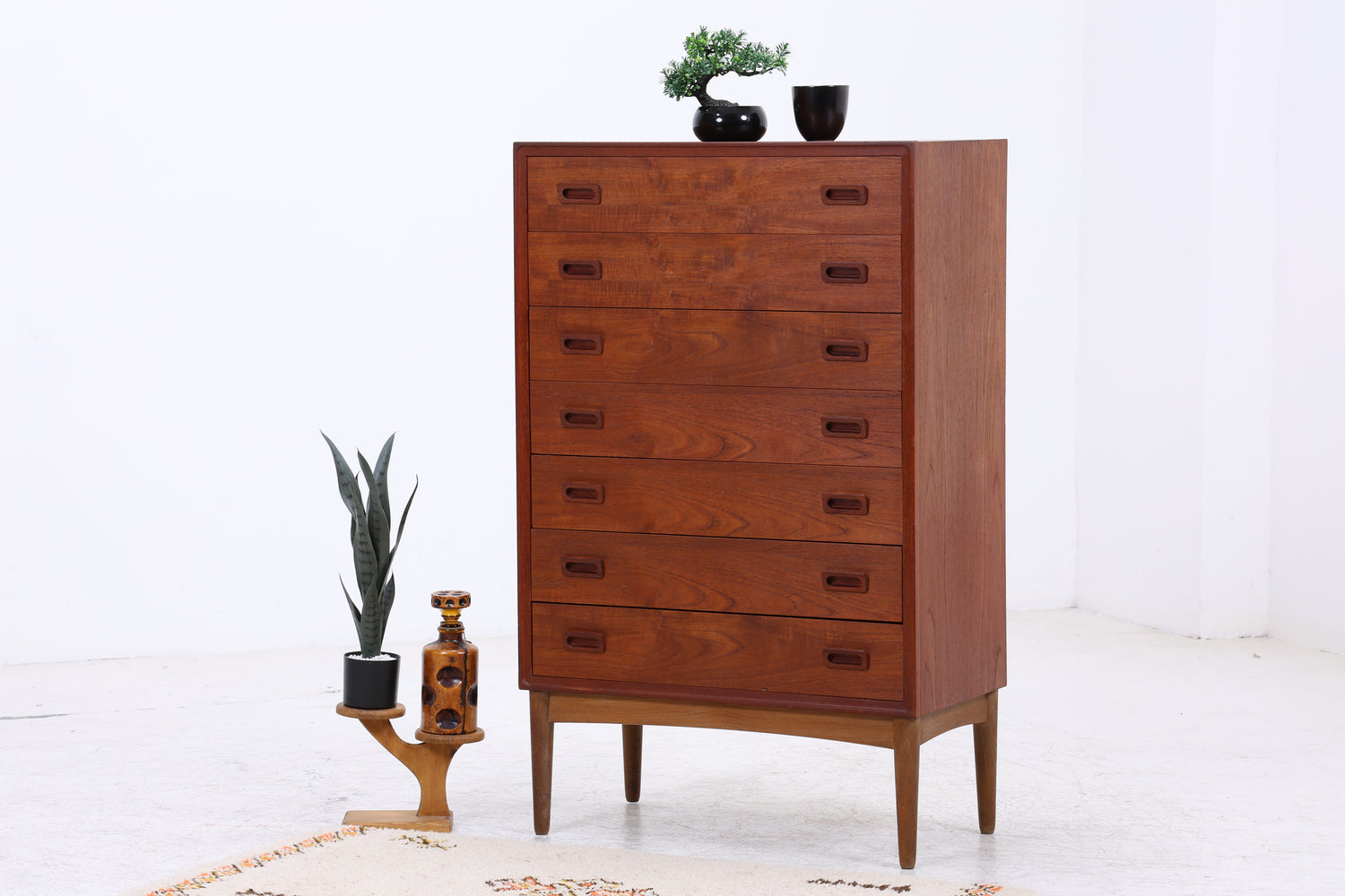 Vintage Teak Tallboy | Mid Century Kommode | 7 Schubladen