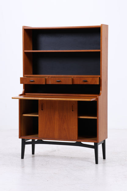 Vintage Teak Regal | Sekretär mit Schreibtisch | Mid Century | 3 Schubladen | 2 Schiebetüren | Vintage Möbel