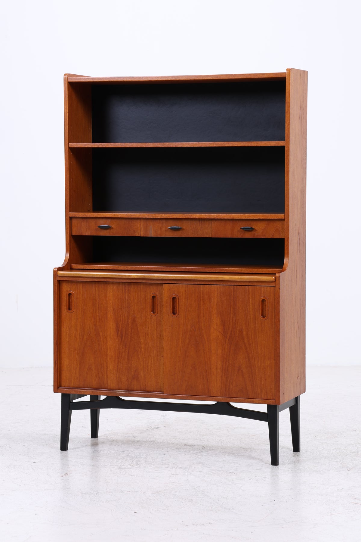 Vintage Teak Regal | Sekretär mit Schreibtisch | Mid Century | 3 Schubladen | 2 Schiebetüren | Vintage Möbel