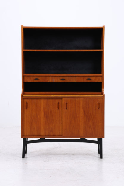 Vintage Teak Regal | Sekretär mit Schreibtisch | Mid Century | 3 Schubladen | 2 Schiebetüren | Vintage Möbel