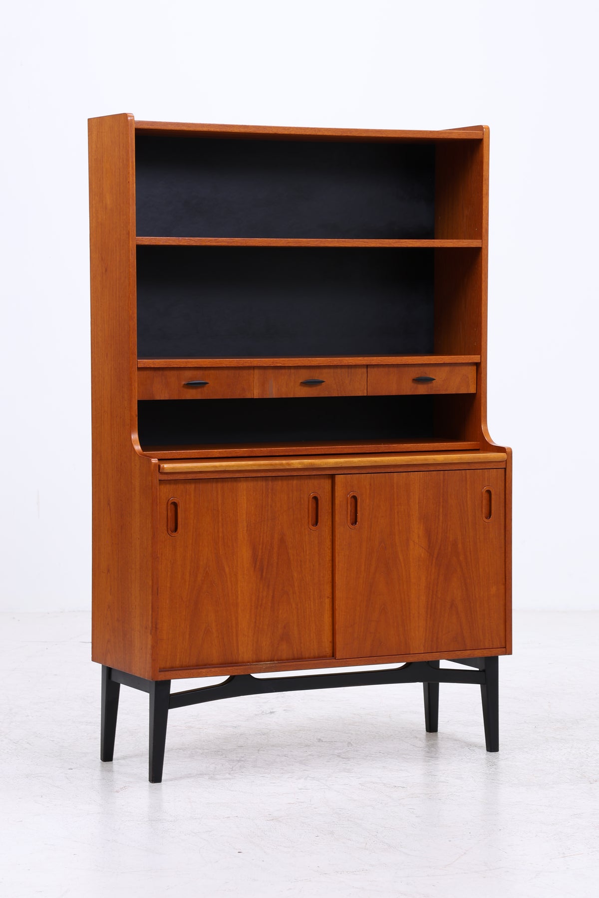 Vintage Teak Regal | Sekretär mit Schreibtisch | Mid Century | 3 Schubladen | 2 Schiebetüren | Vintage Möbel
