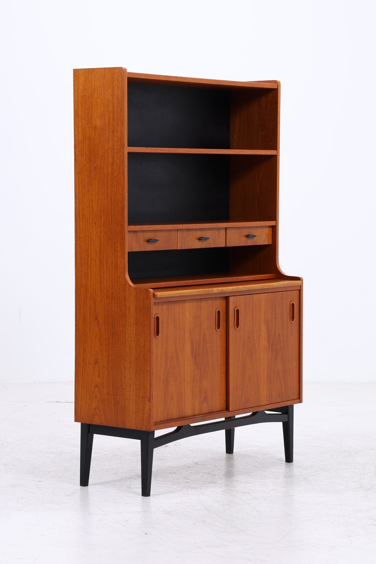 Vintage Teak Regal | Sekretär mit Schreibtisch | Mid Century | 3 Schubladen | 2 Schiebetüren | Vintage Möbel