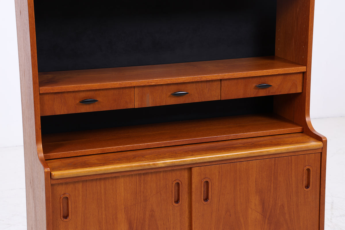 Vintage Teak Regal | Sekretär mit Schreibtisch | Mid Century | 3 Schubladen | 2 Schiebetüren | Vintage Möbel