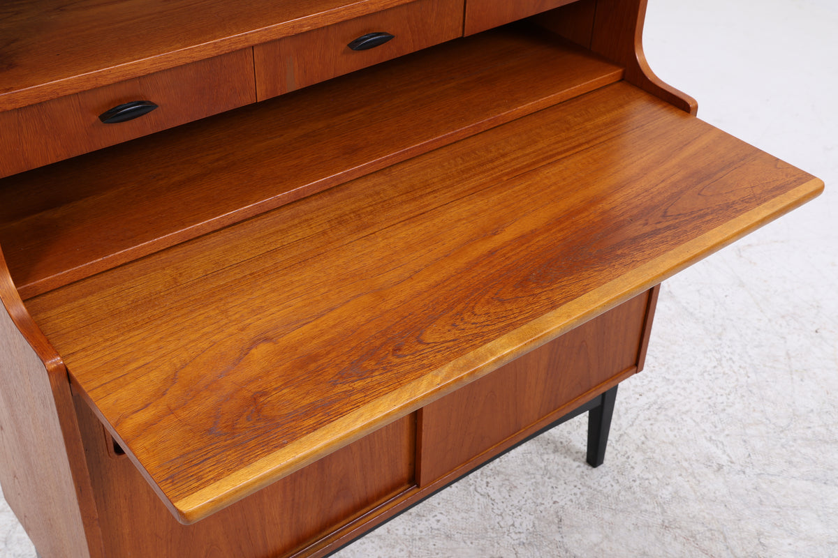 Vintage Teak Regal | Sekretär mit Schreibtisch | Mid Century | 3 Schubladen | 2 Schiebetüren | Vintage Möbel