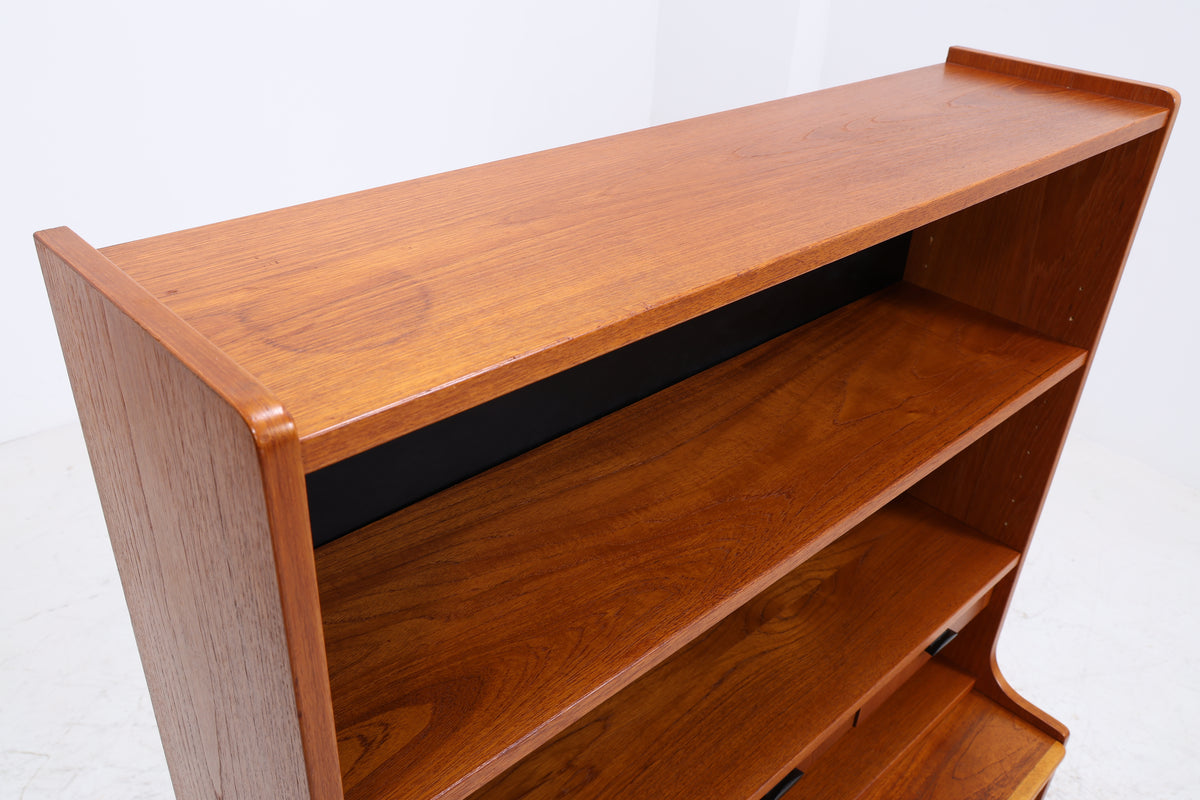 Vintage Teak Regal | Sekretär mit Schreibtisch | Mid Century | 3 Schubladen | 2 Schiebetüren | Vintage Möbel