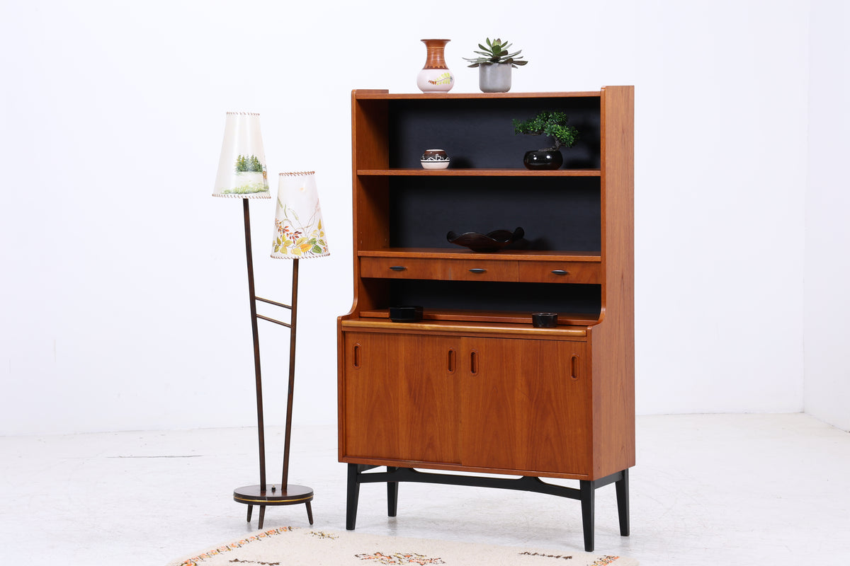 Vintage Teak Regal | Sekretär mit Schreibtisch | Mid Century | 3 Schubladen | 2 Schiebetüren | Vintage Möbel