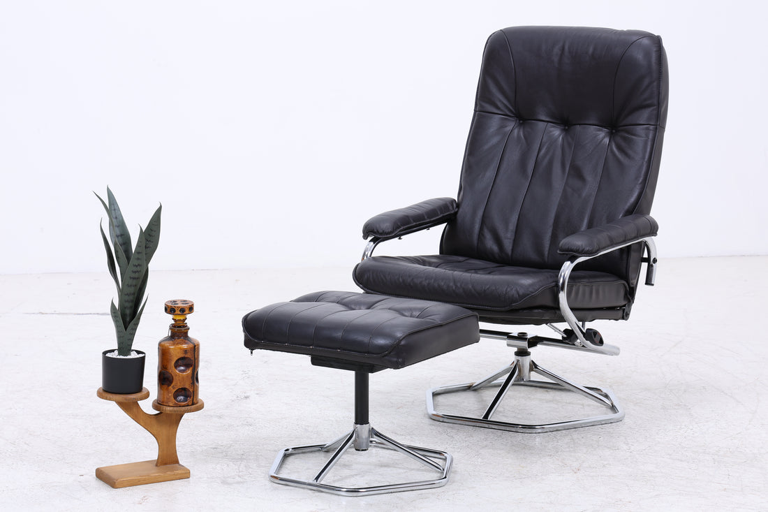 Unico Sessel mit Ottomane | Vintage Leder | Mid Century