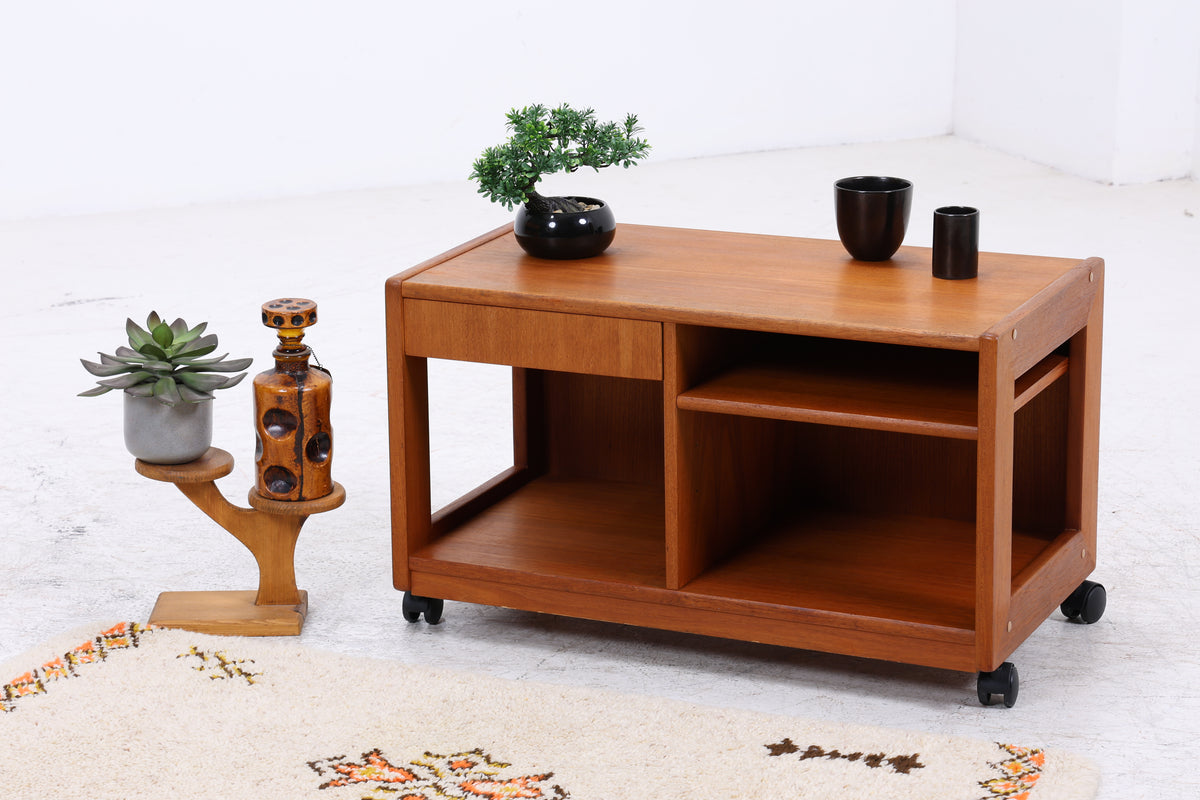 Vintage Teak Beistelltisch | Servierwagen | Rollen