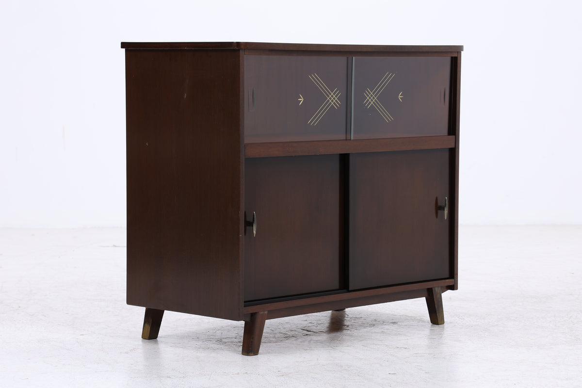 Vintage Kommode | Mid Century | Glasschiebetüren | Stauraumschrank