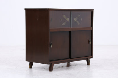 Vintage Kommode | Mid Century | Glasschiebetüren | Stauraumschrank