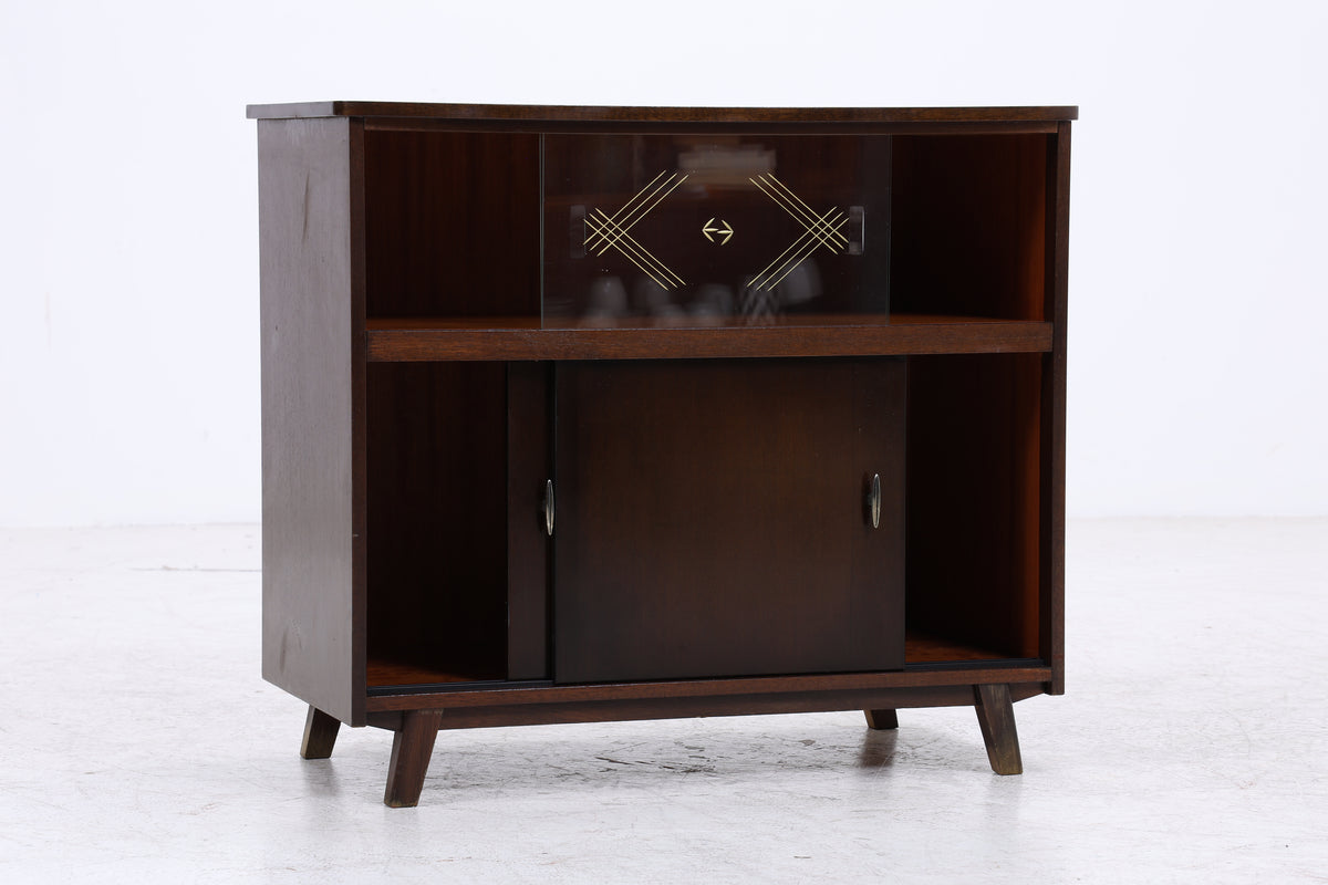 Vintage Kommode | Mid Century | Glasschiebetüren | Stauraumschrank