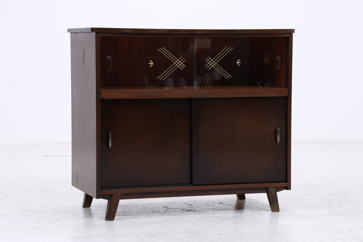 Vintage Kommode | Mid Century | Glasschiebetüren | Stauraumschrank