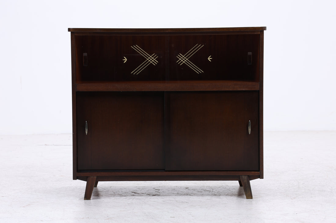 Vintage Kommode | Mid Century | Glasschiebetüren | Stauraumschrank