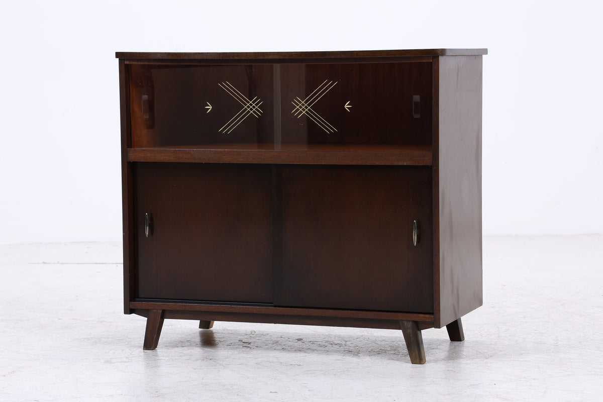 Vintage Kommode | Mid Century | Glasschiebetüren | Stauraumschrank