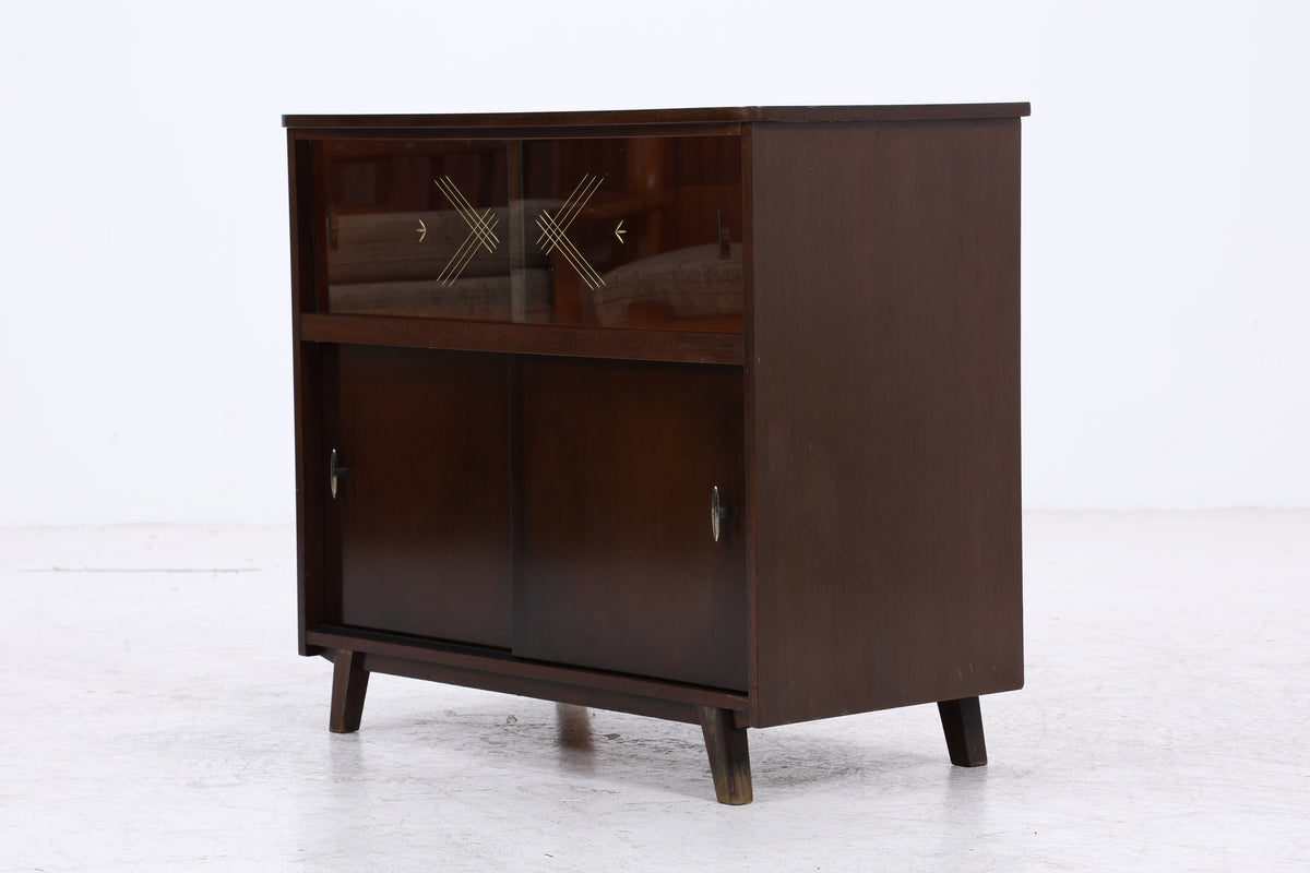 Vintage Kommode | Mid Century | Glasschiebetüren | Stauraumschrank