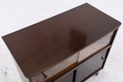 Vintage Kommode | Mid Century | Glasschiebetüren | Stauraumschrank
