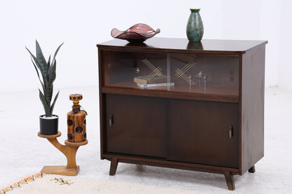 Vintage Kommode | Mid Century | Glasschiebetüren | Stauraumschrank