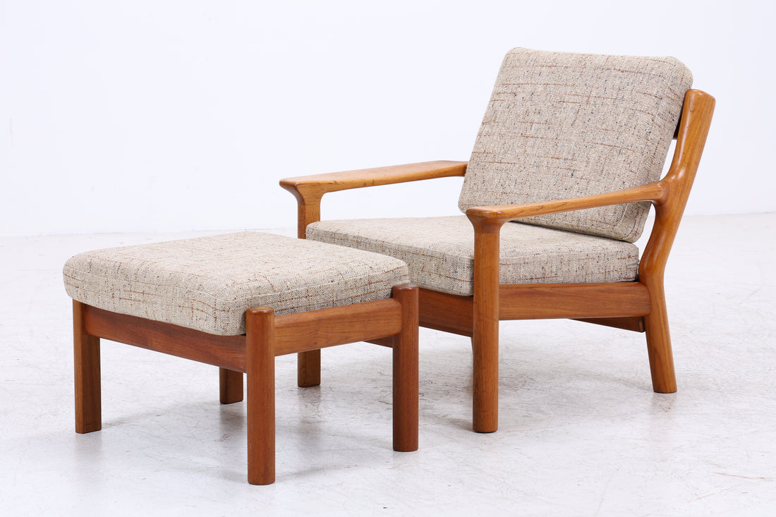Juul Christensen Sessel | Vintage Teak | Lounge Sessel mit Hocker